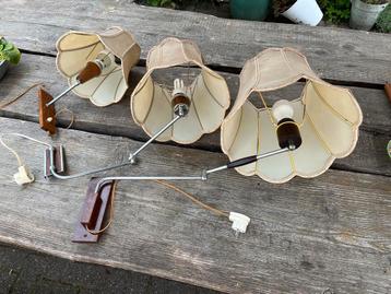 wandlampen jaren 60 teak metaal chroom vintage retro 32,5 ps beschikbaar voor biedingen