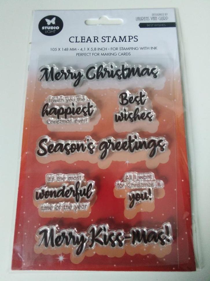 Clear stamps Engelse kerst teksten, Hobby en Vrije tijd, Stempelen, Nieuw, Clearstamp, Ophalen of Verzenden