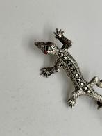 C238 Prachtige zilveren broche hagedis, Ophalen of Verzenden, Zilver, Broche, Met edelsteen
