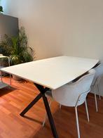 Deens ovale eettafel 160x90, wit blad, Huis en Inrichting, Tafels | Eettafels, Gebruikt, 150 tot 200 cm, Vier personen, Ovaal