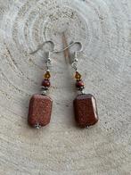 Uitverkoop! Oorbellen met goudzand en kristal, verzilverd., Verzenden, Nieuw, X, X