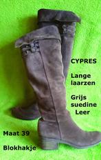 CYPRES Overknees. Mt 39 Leer. Hak: 4 cm. Ook kort te dragen., Lage of Enkellaarzen, Cypres, Grijs, Ophalen of Verzenden