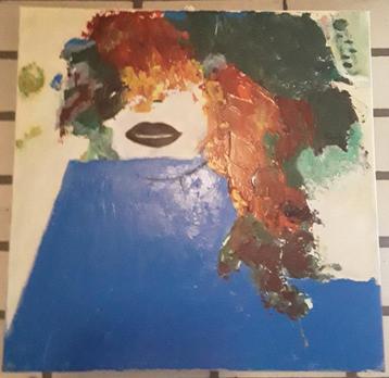 Mooi schilderij van een vrouw in vrolijke kleuren