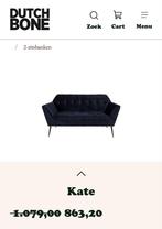 Dutchbone Kate Velvet Tweezitsbank, Tweepersoons, 75 tot 100 cm, Ophalen of Verzenden, Zo goed als nieuw