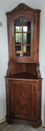 Antieke Eikenhouten Hoek Kast 2 delig, Ophalen of Verzenden