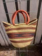 U shopper Bolgatanga uniek handgeweven 2 lederen handvatten, Overige materialen, Mand, Nieuw, Ophalen of Verzenden