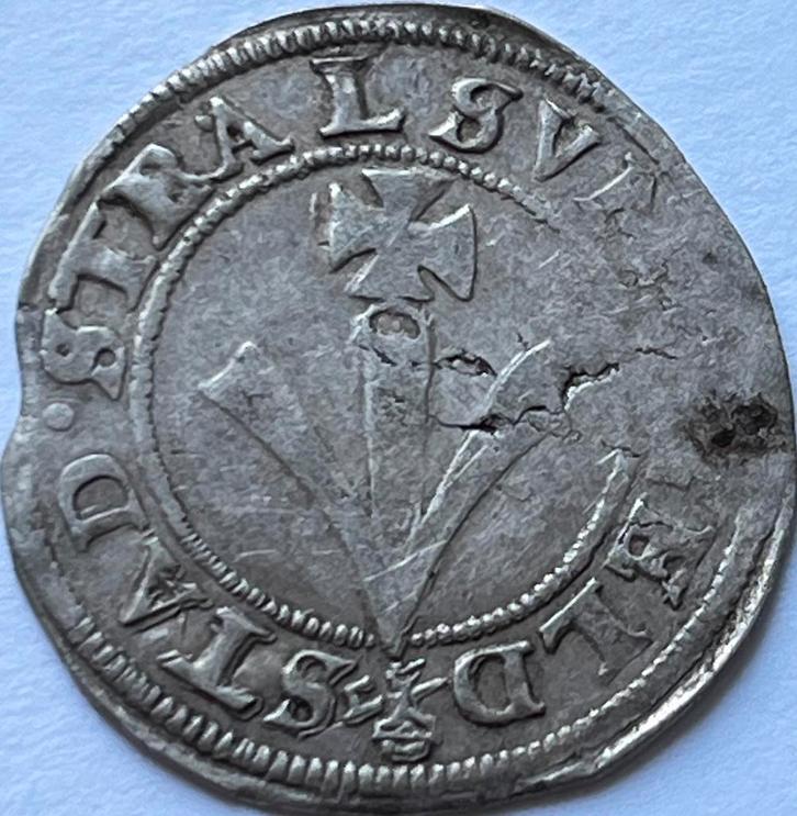 Stralsund 1/16e thaler 1623, Postzegels en Munten, Munten | Europa | Niet-Euromunten, Losse munt, Duitsland, Zilver, Ophalen of Verzenden