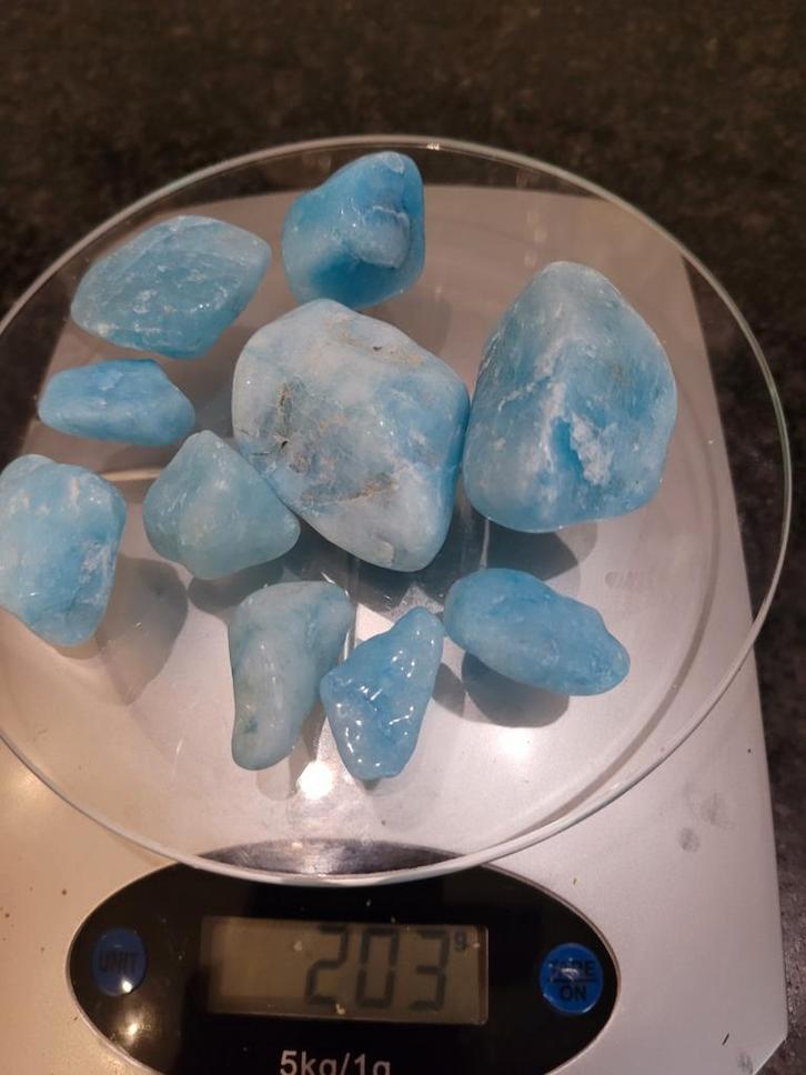 Aquamarijn stenen 200 gram, Verzamelen, Mineralen en Fossielen, Ophalen of Verzenden