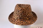 Trilby hoed luipaardprint bruin-bruin maat 57 Nieuw, 56 of 57 cm (M, 7 of 7⅛ inch), Hoed, Nieuw, Ophalen of Verzenden