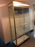 Vitrine in glas en goud metaal., Huis en Inrichting, Ophalen