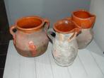 3x oude aardewerk pot + 2 kannen - mooie kleurnuances, Ophalen of Verzenden