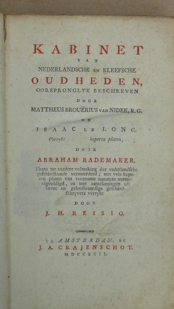 Kabinet van Nederlandsche en Kleefsche Oudheden - 1792, Boeken, Geschiedenis | Vaderland, Gelezen, 17e en 18e eeuw, Ophalen of Verzenden