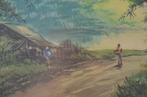 Indonesische aquarel, gesigneerd, Raden Katamsi?, Antiek en Kunst, Ophalen of Verzenden