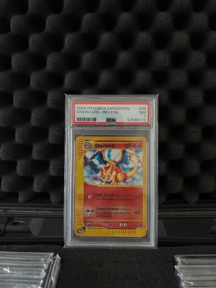 Charizard reverse holo expeditons ( psa 7), Hobby en Vrije tijd, Verzamelkaartspellen | Pokémon, Zo goed als nieuw, Ophalen of Verzenden