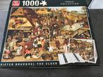 King puzzel 1000 stukjes Brueghel 100 spreekwoorden, Ophalen of Verzenden, 500 t/m 1500 stukjes, Legpuzzel, Zo goed als nieuw