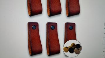 leren handgreep - Cognac - 6 stuks - 16,5 x 2,5 cm beschikbaar voor biedingen
