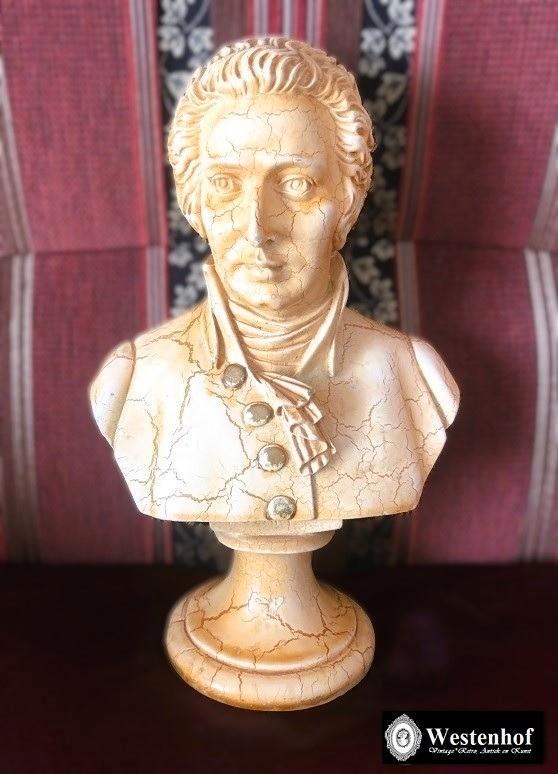 Componist buste Mozart borstbeeld crème voor verzameling, Verzamelen, Beelden en Beeldjes, Gebruikt, Mens, Ophalen of Verzenden