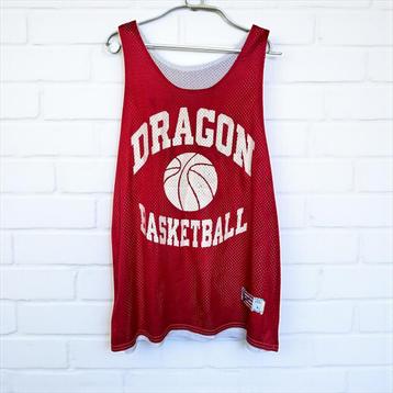 Vintage Basketbal Jersey Maat L Rood Wit Dragon beschikbaar voor biedingen