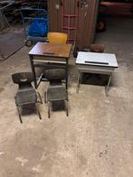 2 schoolbankjes en 4 schoolstoelen, Antiek en Kunst, Ophalen