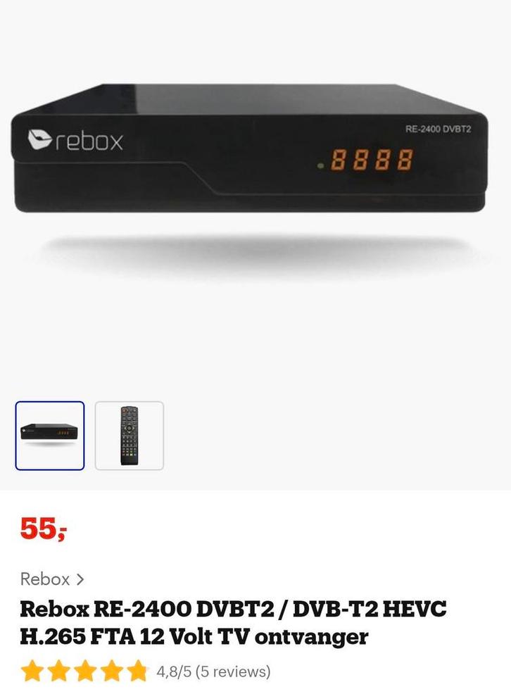 Rebox RE-2400 DVB-T2 Ontvanger, Audio, Tv en Foto, Decoders en Harddiskrecorders, Nieuw, Decoder, Ophalen of Verzenden