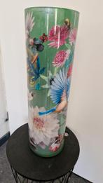 Hoge Vaas met Bloemen en Vogels - 60cm, Huis en Inrichting, Woonaccessoires | Vazen, Ophalen, Overige kleuren, 50 tot 75 cm, Glas