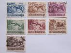 7 postzegels Indonesië, Nr. 202 t/m 214, 1956, Animals, Zuidoost-Azië, Verzenden, Gestempeld