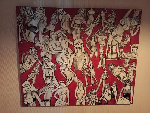 Dames op doek, 100/120 cm. Moet weg!, Antiek en Kunst, Kunst | Schilderijen | Modern, Ophalen