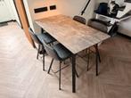 Tafel | 140*70, 90 hoog met 4 krukken, Ophalen, 100 tot 150 cm, 50 tot 100 cm, Zo goed als nieuw