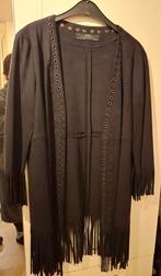 Zwart Zara vest/jasje met franjes en ringetjes - Maat M, Zwart, Ophalen of Verzenden, Zo goed als nieuw, Jasje