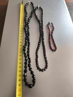 Ketting 2x en een armband granaat en git., Ophalen of Verzenden, Zo goed als nieuw, Zilver