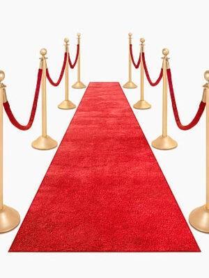 Rode loper 5 meter + messing palen - Gekkepoppen Hengelo, Hobby en Vrije tijd, Feestartikelen | Verhuur, Zo goed als nieuw, Overige