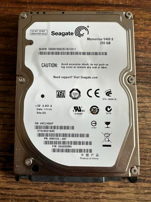 250GB Seagate ST9250315AS 2,5” SATA HDD, Computers en Software, Harde schijven, Zo goed als nieuw, Laptop, Intern, HDD, SATA, Ophalen of Verzenden