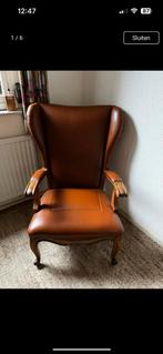 Antieke stoel, Franse stijl, leer, vintage brocante, Ophalen
