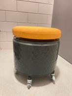 Poef zero wased gemaakt van wasmachine trommel grijs/orange, Ophalen, Zo goed als nieuw