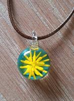 Kettinkje met handgemaakte lampwork glashanger, Sieraden, Tassen en Uiterlijk, Kettingen, Verzenden, Geel, Nieuw, Overige materialen