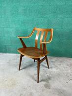 Curved vintage stoel van H. D. Meubelfabrieken, Doetinchem, Design, Gebruikt, Ophalen of Verzenden, Bruin