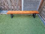 Teakhouten bankje met stalen poten - 167cm, Ophalen