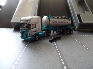 990 herpa scania r votg tanktainer 20 plus container 1:87  beschikbaar voor biedingen