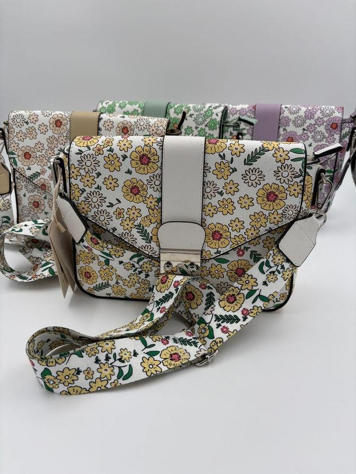 Flower Power 4 kleuren, Sieraden, Tassen en Uiterlijk, Tassen | Damestassen, Nieuw, Handtas, Paars, Ophalen of Verzenden