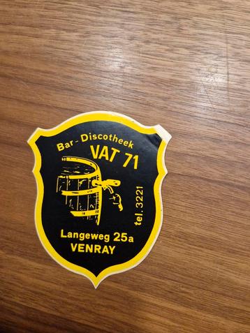 2867 Vintage VAT 71 Bar-Discotheek Sticker beschikbaar voor biedingen