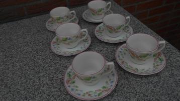 Grindley engels servies 6 kop en schotel Fleurs Sauvages beschikbaar voor biedingen