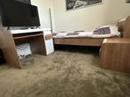 Tienerkamer- bed, bureau en nachtkastje (hout/wit), Ophalen, Gebruikt, Eenpersoons, Modern