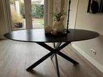4 persoons zwarte ovale eettafel 180 x 90, Huis en Inrichting, Ophalen, Overige materialen, 50 tot 100 cm, Zo goed als nieuw