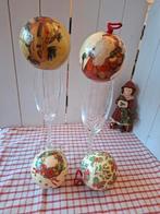 4 MOOIE Oude papier machee Kerst ballen ❤️🌲❤️, Ophalen of Verzenden, Zo goed als nieuw