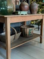 Oude Franse Boeren Tafel met Onderplank - 126cm, Antiek en Kunst, Antiek | Meubels | Tafels, Ophalen
