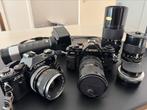 Canon A1 en Canon AE-1 body, Canon lenzen, Metz flitser, Ophalen of Verzenden, Zo goed als nieuw, Spiegelreflex, Canon