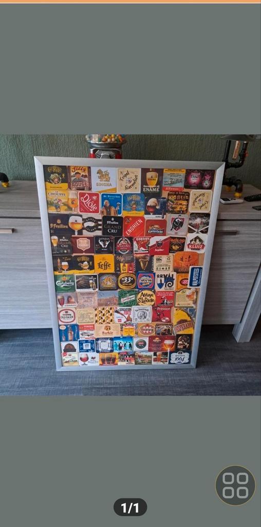 Schilderij met Bierviltjes - Uniek Kunstwerk, Antiek en Kunst, Kunst | Schilderijen | Klassiek, Ophalen