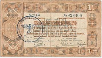 Nederland 1 Gulden 1938 Zilverbon met Duitse stempel beschikbaar voor biedingen