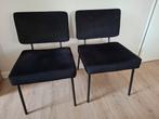 Twee eetkamerstoelen zwarte stof en metalen onderstel, Huis en Inrichting, Stoelen, Ophalen, Twee, Zwart, Zo goed als nieuw