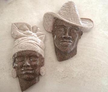 Creoolse Folk Art: prachtige wanddecoraties, man en vrouw beschikbaar voor biedingen